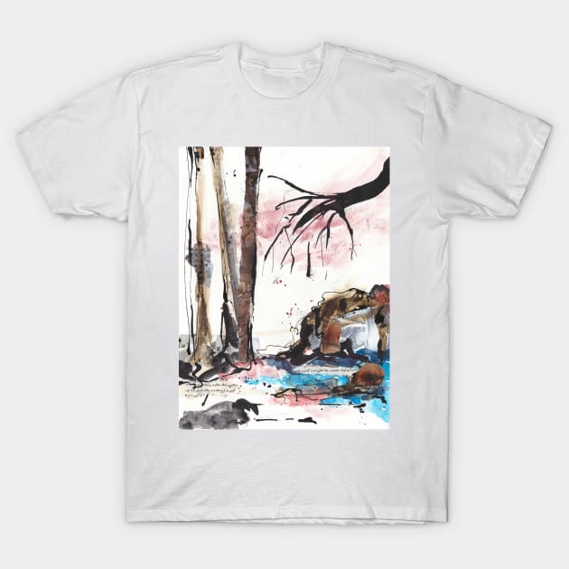 Abstract mixed media landscape - wabi sabi T-Shirt by kittyvdheuvel